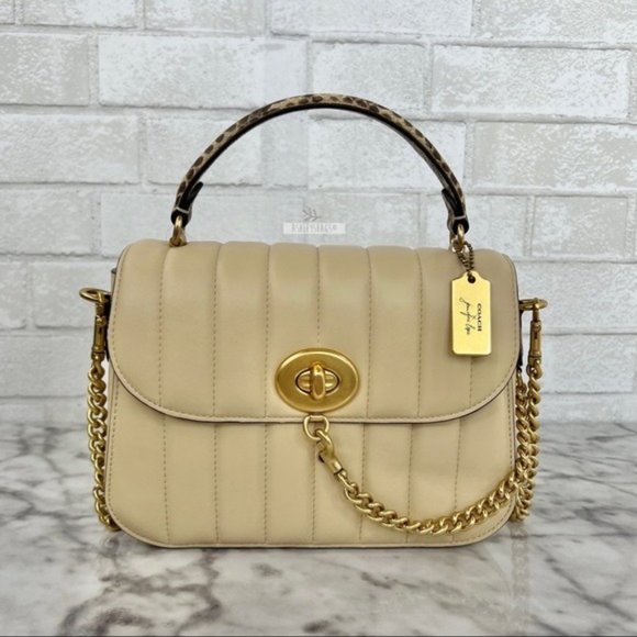 Coach Handbags - Coach X Jennifer Lopez Marlie Top Handle Satchel Crossbody With Linear Quliting